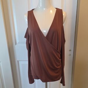 INC International Concepts Brown Wrap Blouse